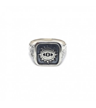 R002394 Sterling Silver Ring Eye Sun Hallmarked Solid 925 Handmade Comfort Fit